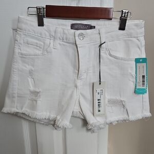 NWT Just USA Women's White Frayed Jean Shorts